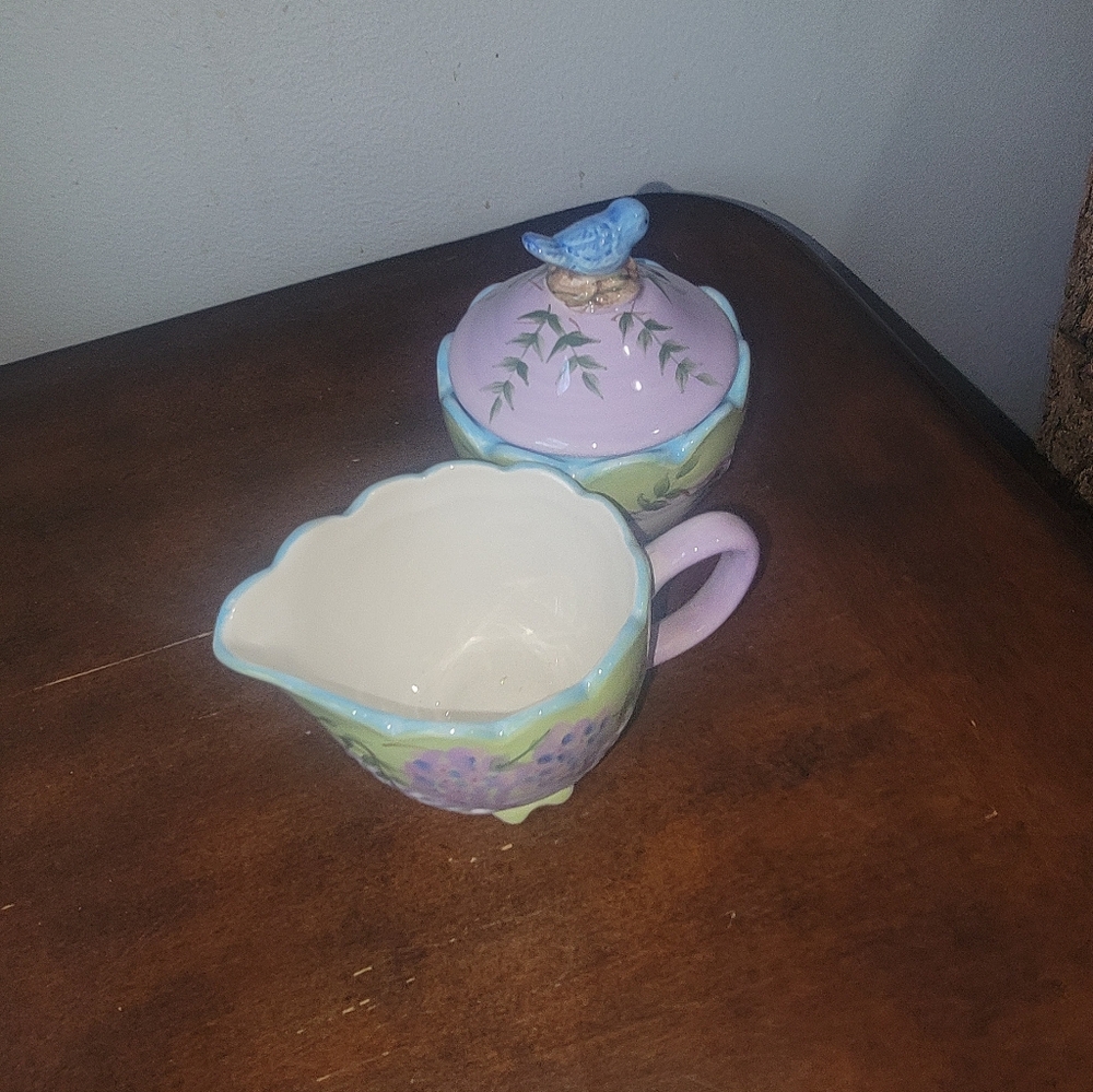 Wisteria Ivory Purple Lavender Green Teapot 🫖Wisteria Garden Sugar and Creamer - Picture 7 of 16